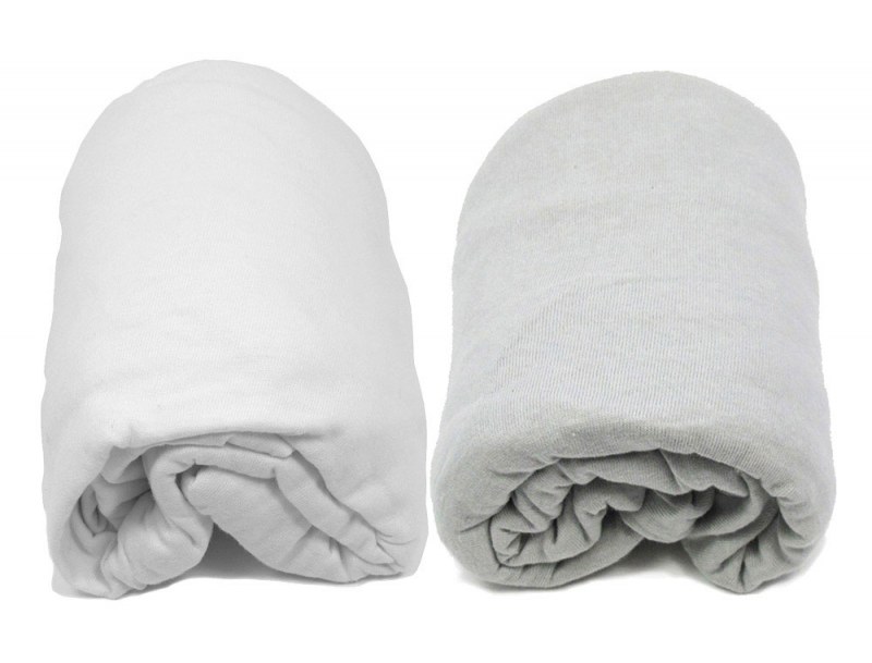 Lot de deux draps housses 60 x 120 cm blanc et gris pour lit bébé