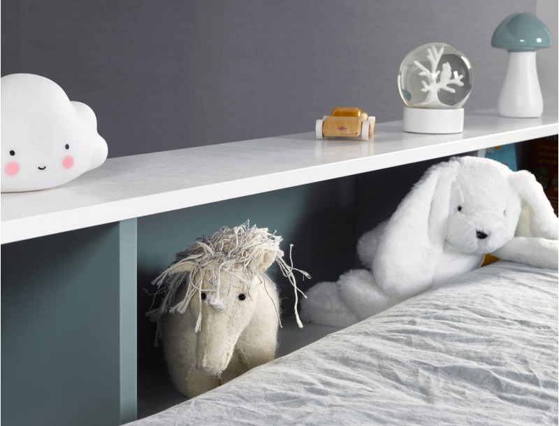 Lit enfant avec rangements Opus Blanc & Mousse, un lit 90x190 + cases