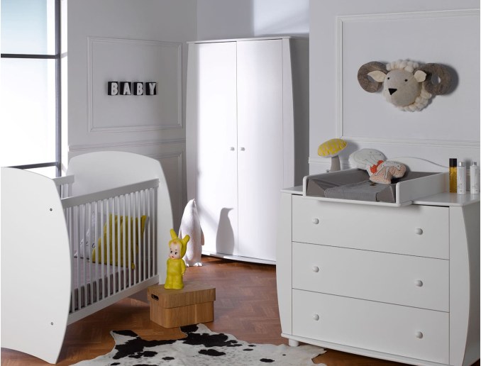 Chambre bébé complète blanche Bosque  Lit, commode et armoire ✔️ Petite  Amélie
