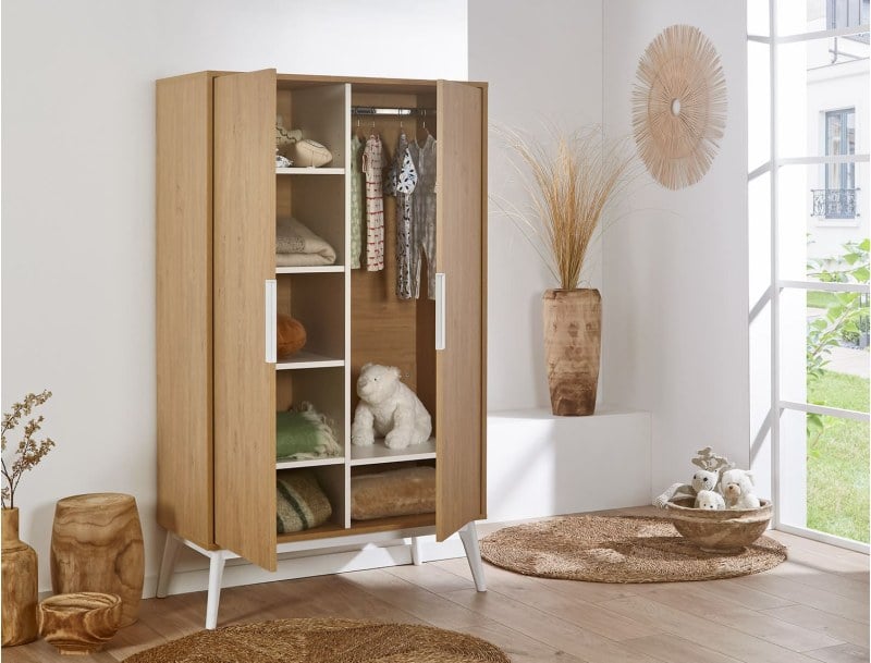 Mobilier de chambre complète gamme NATURE blanc et bois
