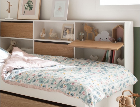 Zoom tête de lit avec rangements Opus Blanc & Bois